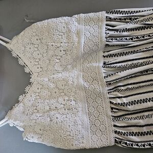 No Boundaries White and Black Lace Maxi Dress